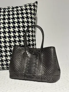 Crocodile Leather Belly Cut 23cm Antique Bronze Silver Hardware Garden Tote Bag WCB229 image 1