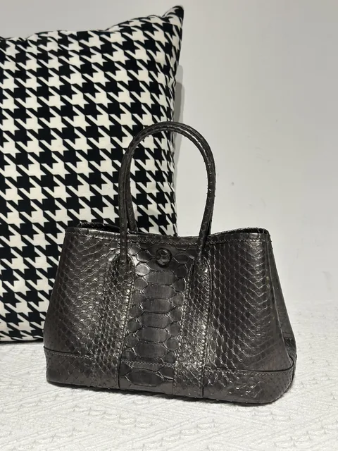 Crocodile Leather Belly Cut 23cm Antique Bronze Silver Hardware Garden Tote Bag WCB229
