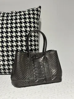 Crocodile Leather Belly Cut 23cm Antique Bronze Silver Hardware Garden Tote Bag WCB229 image 2