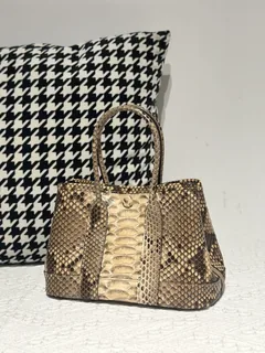 Crocodile Leather Belly Cut 23cm Natural Pattern Silver Hardware Garden Tote Bag WCB231 image 1