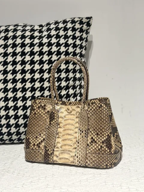 Crocodile Leather Belly Cut 23cm Natural Pattern Silver Hardware Garden Tote Bag WCB231