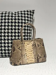 Crocodile Leather Belly Cut 23cm Natural Pattern Silver Hardware Garden Tote Bag WCB231 image 2