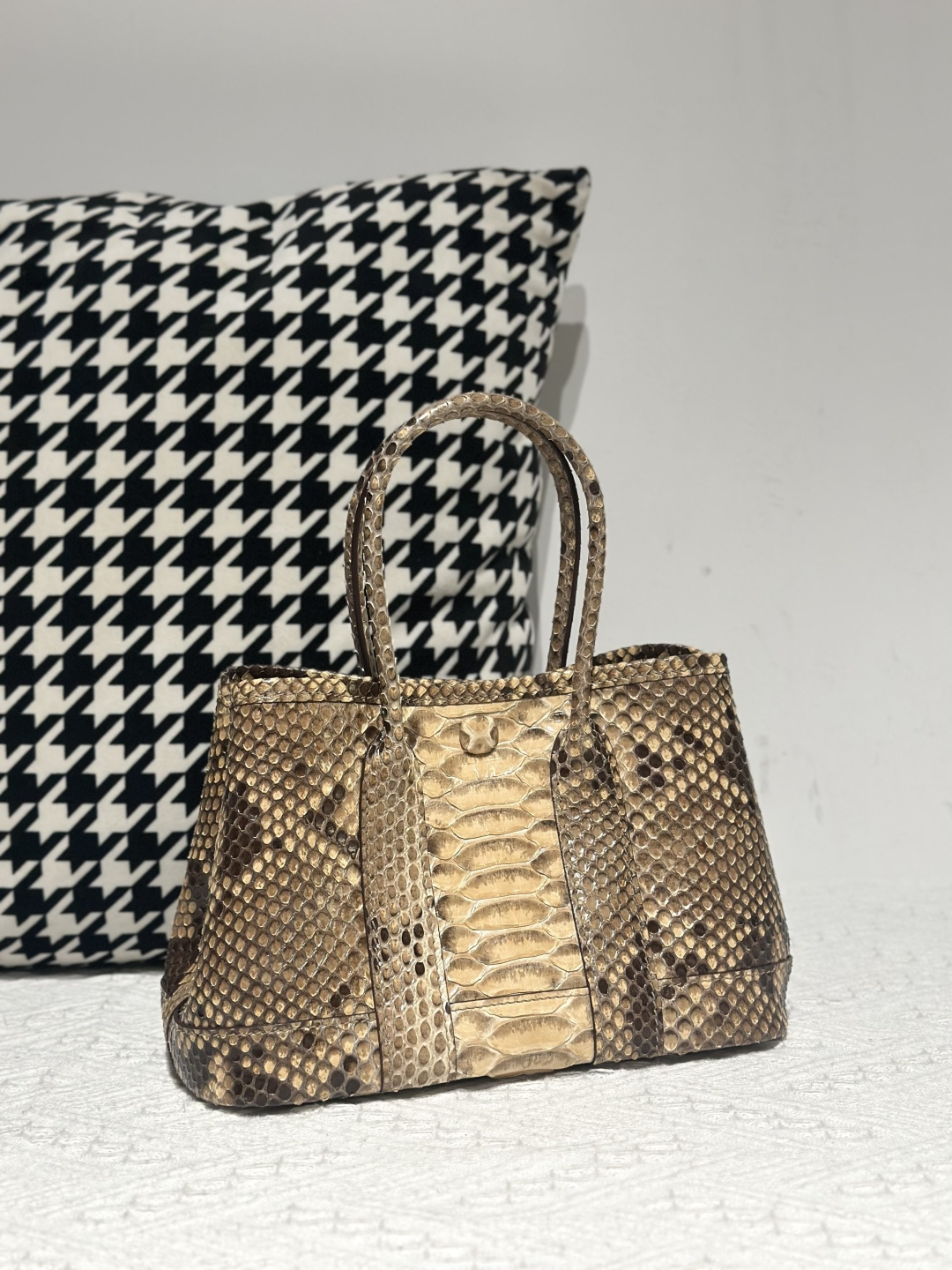 Crocodile Leather Belly Cut 23cm Natural Pattern Silver Hardware Garden Tote Bag WCB231 photo 2