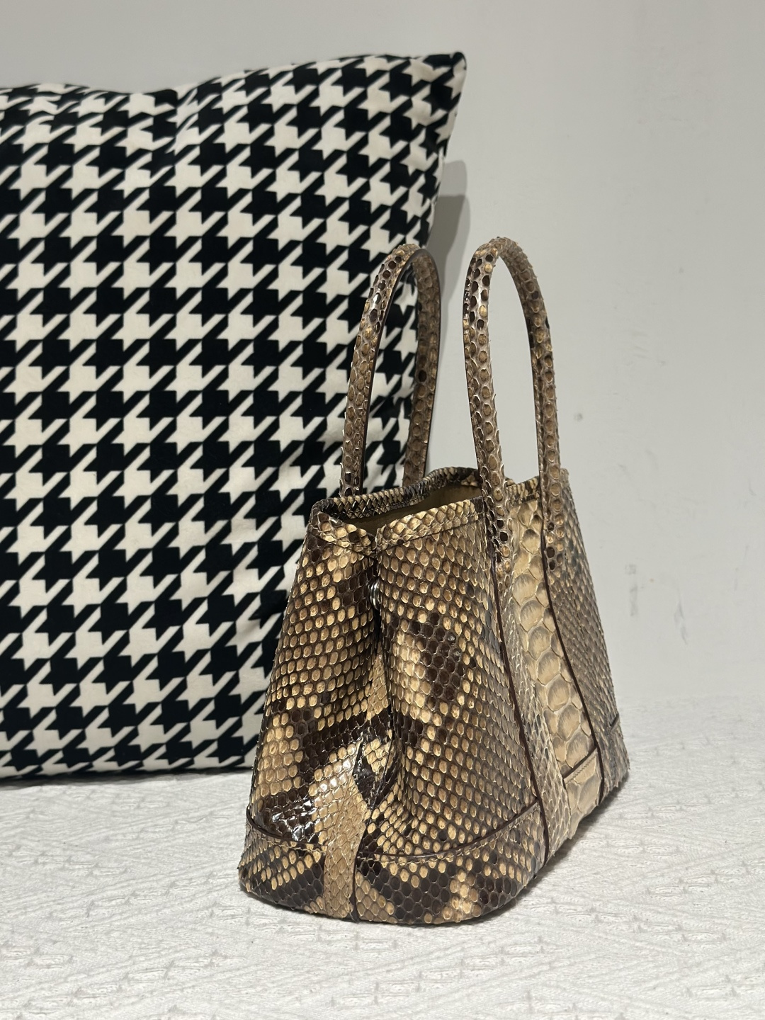 Crocodile Leather Belly Cut 23cm Natural Pattern Silver Hardware Garden Tote Bag WCB231 photo 5