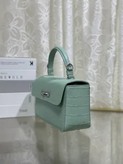 Crocodile Leather Women's Belly Cut Mint Green Matte Metal Hardware Shoulder Bag WCB232 image 4