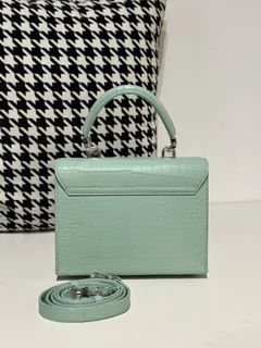 Crocodile Leather Women's Belly Cut Mint Green Matte Silver Hardware Shoulder Bag WCB233 image 3