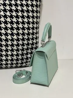 Crocodile Leather Women's Belly Cut Mint Green Matte Silver Hardware Shoulder Bag WCB233 image 4