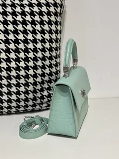 Crocodile Leather Women's Belly Cut Mint Green Matte Silver Hardware Shoulder Bag WCB233 image 5