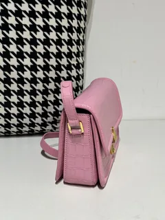 Crocodile Leather Women's Belly Cut Sakura Pink Gold Hardware Metal Hardware Shoulder Bag WCB234 image 5
