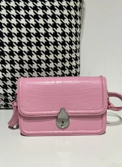 Crocodile Leather Women's Belly Cut Sakura Pink Matte Silver Hardware Shoulder Bag WCB235 image 1