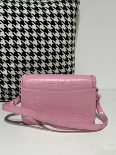 Crocodile Leather Women's Belly Cut Sakura Pink Matte Silver Hardware Shoulder Bag WCB235 image 3