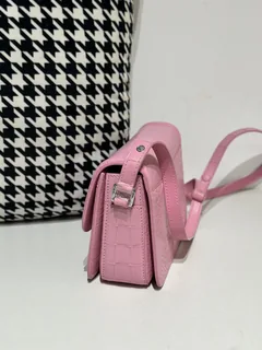 Crocodile Leather Women's Belly Cut Sakura Pink Matte Silver Hardware Shoulder Bag WCB235 image 4