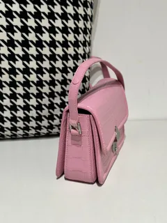 Crocodile Leather Women's Belly Cut Sakura Pink Matte Silver Hardware Shoulder Bag WCB235 image 5
