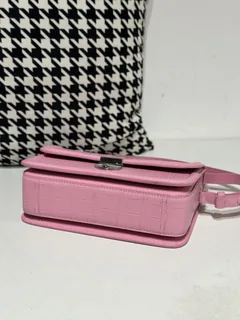 Crocodile Leather Women's Belly Cut Sakura Pink Matte Silver Hardware Shoulder Bag WCB235 image 6