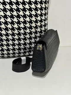 Crocodile Leather Women's Belly Cut Black Matte Gold Hardware Metal Hardware Clutch Bag WCB236 image 4