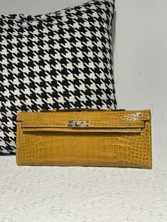 Crocodile Leather Amber Yellow 31cm Glossy Gold Hardware Top Handle Bag WCB240 image 1