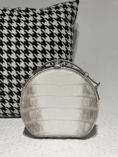 Crocodile Leather Himalayan Matte Nile Silver Hardware Round Bag WCB241 image 1