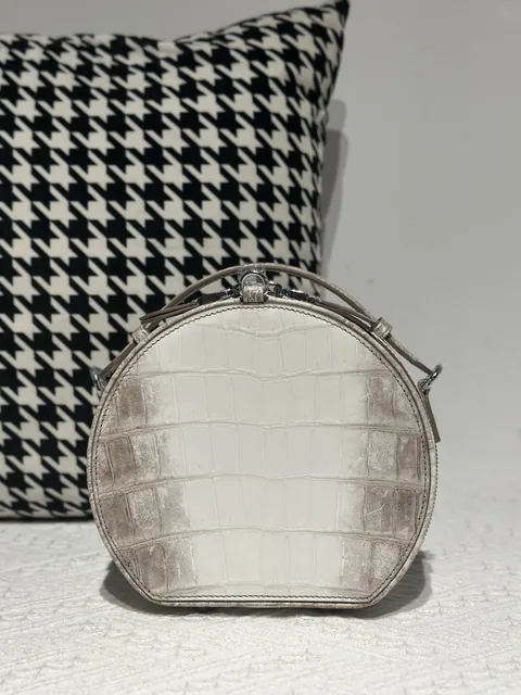 Crocodile Leather Himalayan Matte Nile Silver Hardware Round Bag WCB241