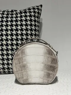 Crocodile Leather Himalayan Matte Nile Silver Hardware Round Bag WCB241 image 2