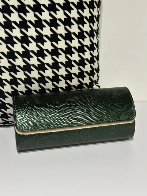 Lizard Leather Pine Green 22cm Silver Hardware Watch Box WLA002