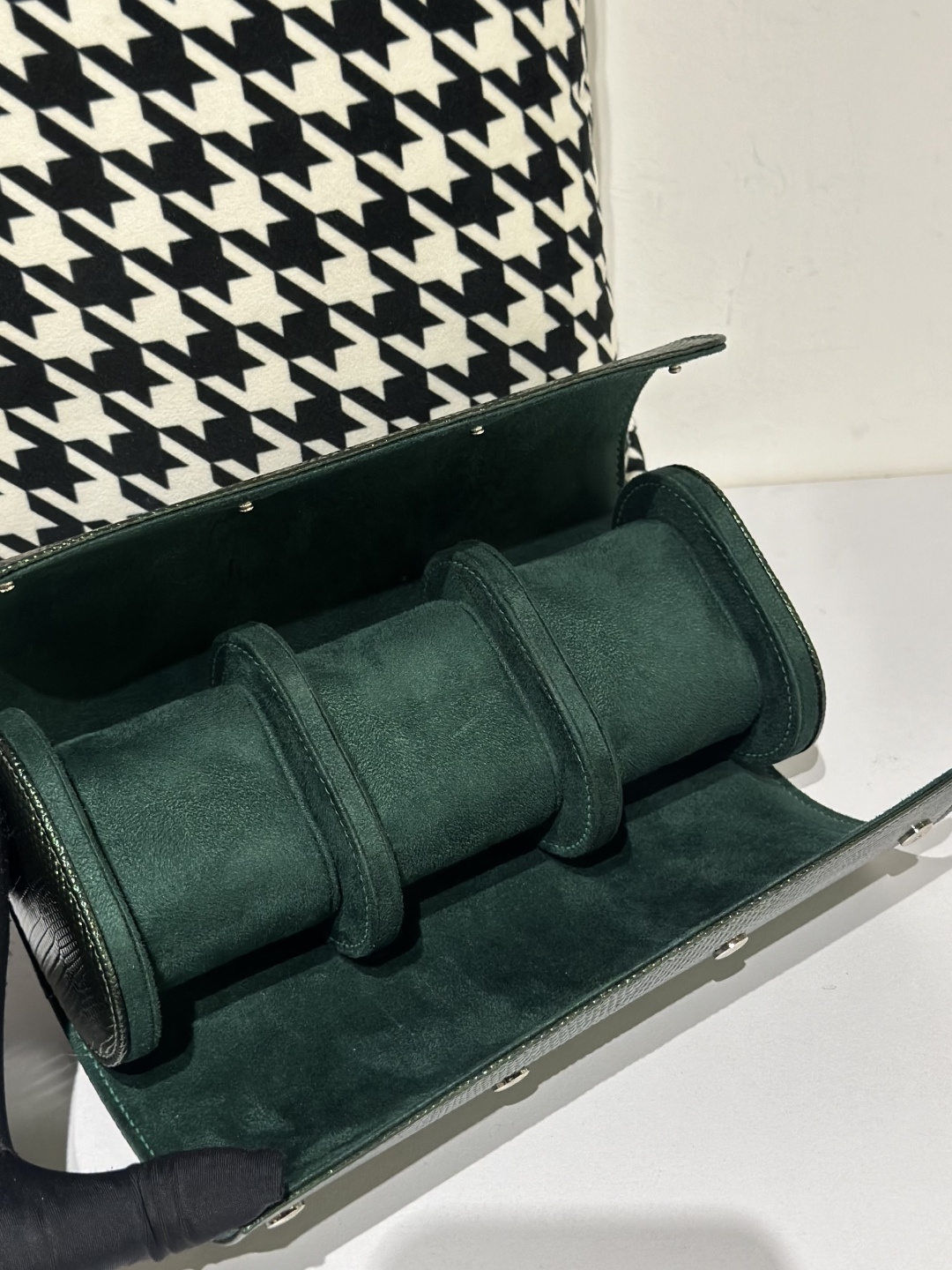 Lizard Leather Pine Green 22cm Silver Hardware Watch Box WLA002 photo 3