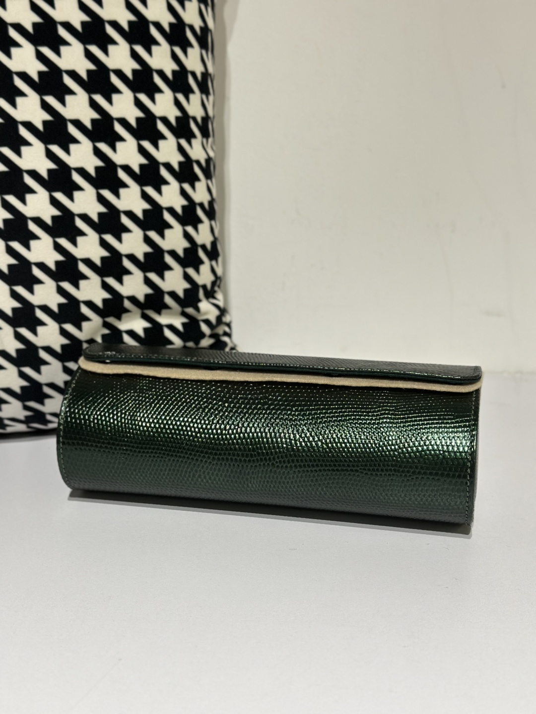 Lizard Leather Pine Green 22cm Silver Hardware Watch Box WLA002 photo 6