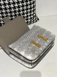 Lizard Leather 23cm Natural Pattern Gold Hardware Flap Shoulder Bag WLB002 image 2