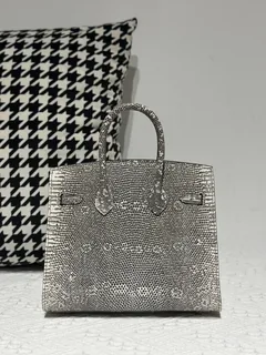 Lizard Leather 20cm Natural Pattern Gold Hardware Top Handle Tote Bag WLB005 image 3