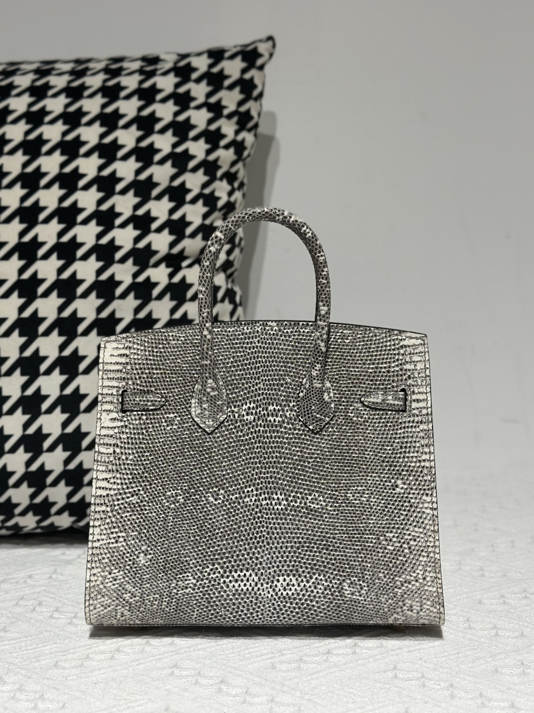 Lizard Leather 20cm Natural Pattern Gold Hardware Top Handle Tote Bag WLB005 photo 3