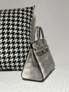 Lizard Leather 20cm Natural Pattern Gold Hardware Top Handle Tote Bag WLB005 image 5