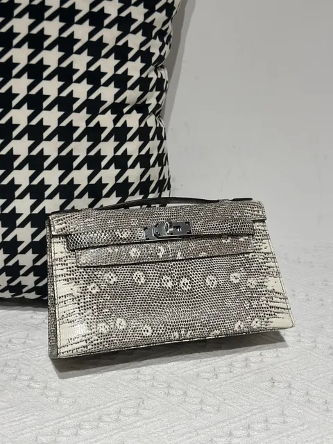 Lizard Leather Natural Pattern Silver Hardware Series I Flap Shoulder Bag WLB006