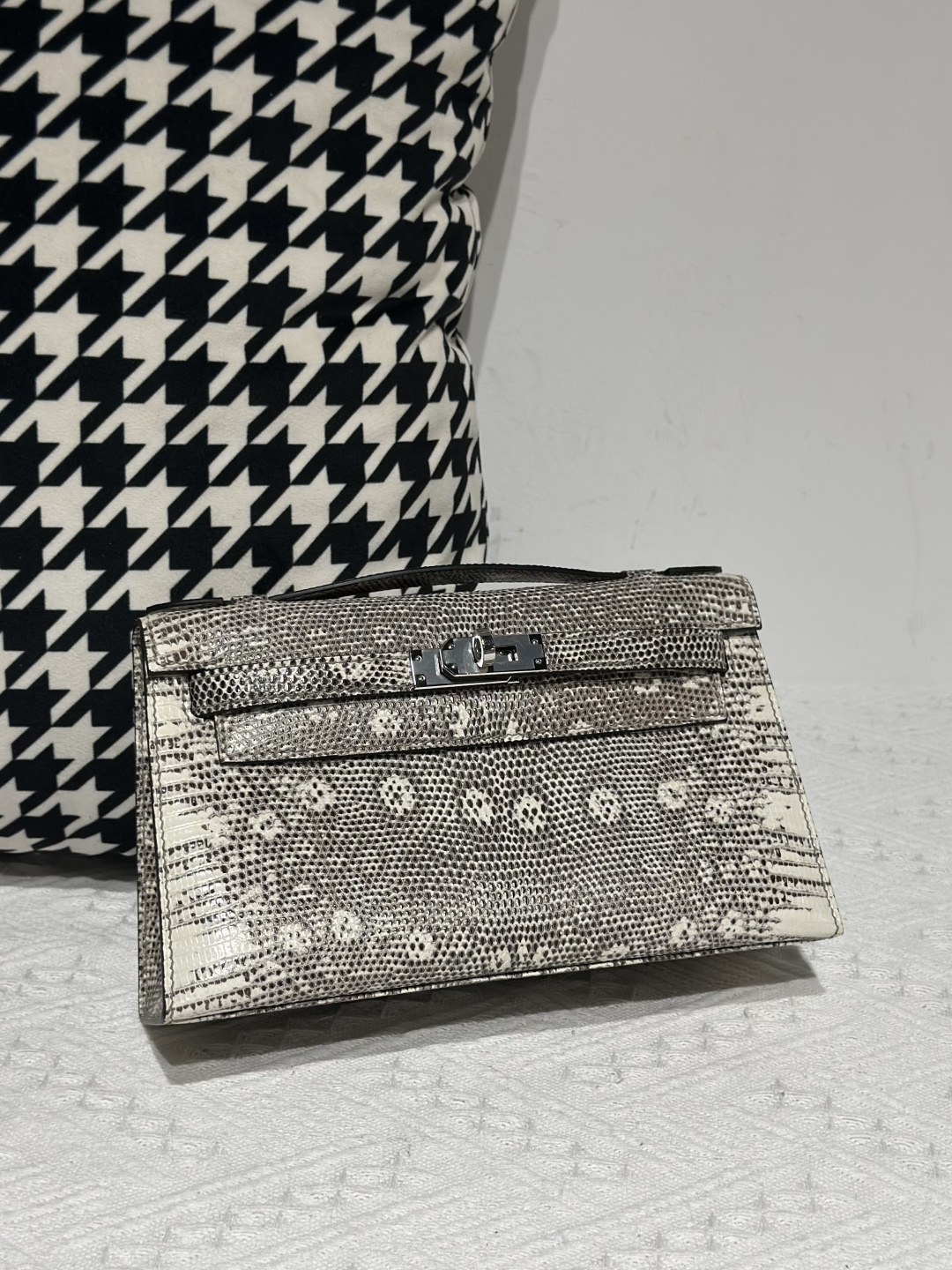 Lizard Leather Natural Pattern Silver Hardware Series I Flap Shoulder Bag WLB006