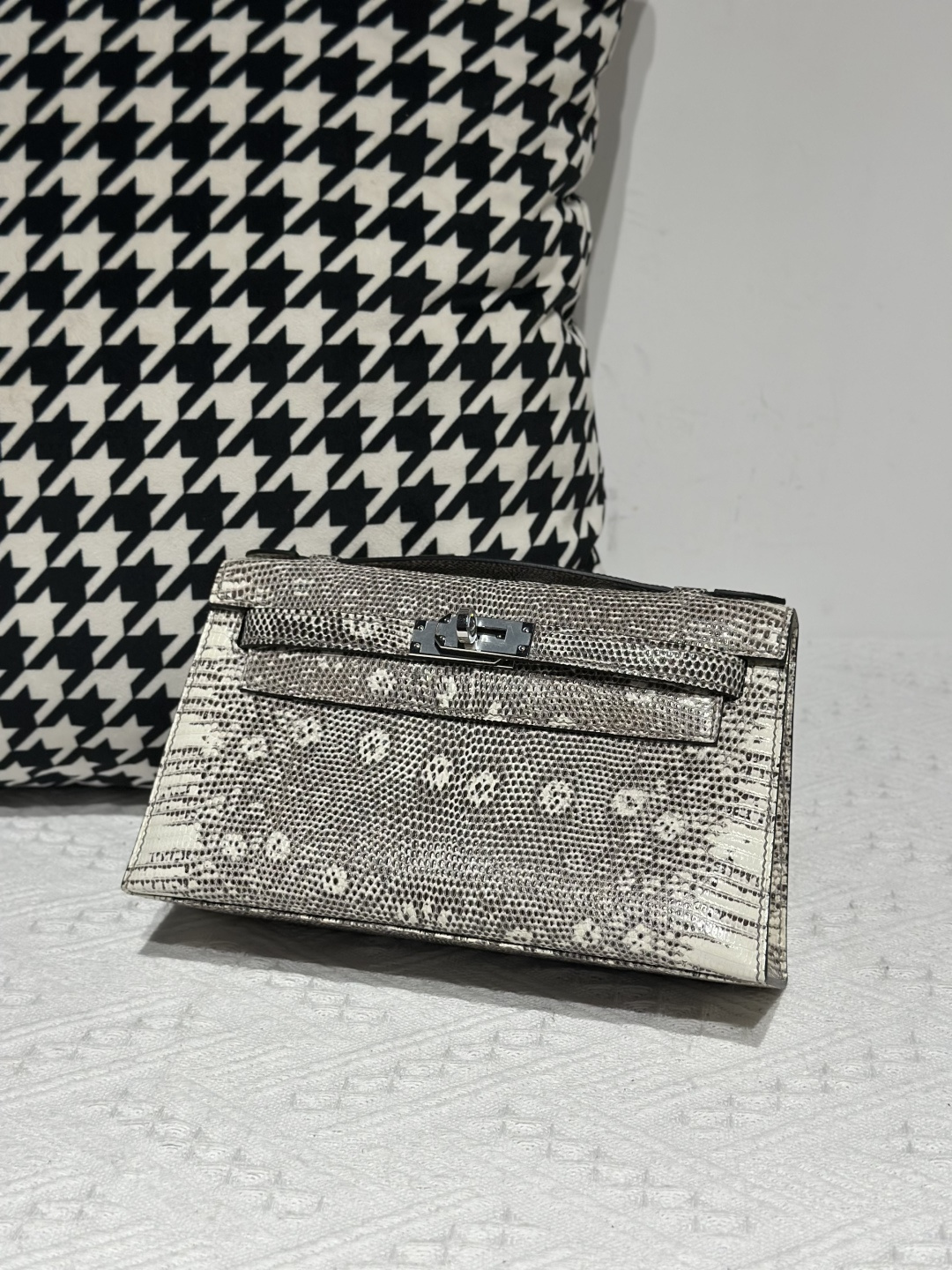 Lizard Leather Natural Pattern Silver Hardware Series I Flap Shoulder Bag WLB006 photo 2
