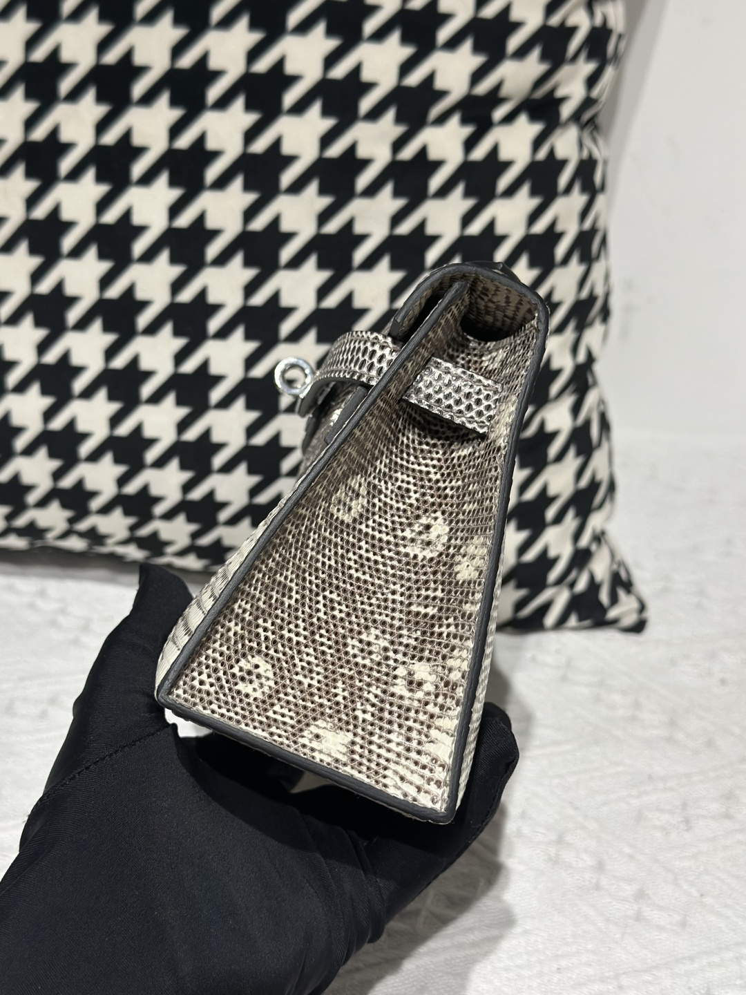 Lizard Leather Natural Pattern Silver Hardware Series I Flap Shoulder Bag WLB006 photo 4