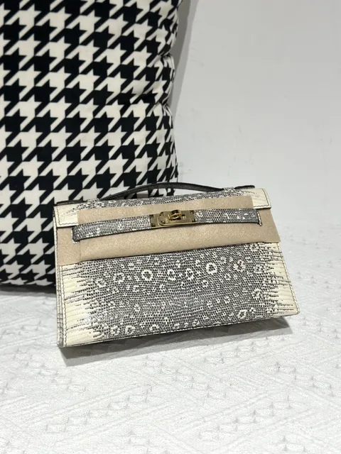 Lizard Leather Natural Pattern Gold Hardware Series I Flap Shoulder Bag WLB007
