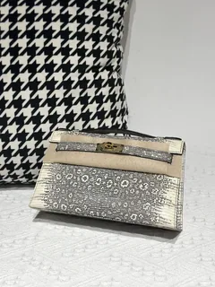 Lizard Leather Natural Pattern Gold Hardware Series I Flap Shoulder Bag WLB007 image 2
