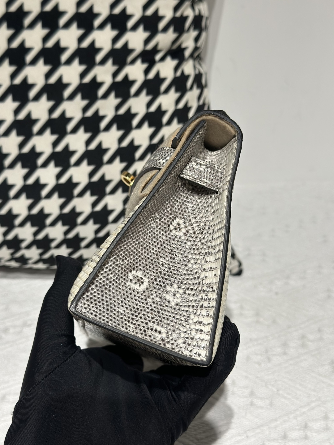 Lizard Leather Natural Pattern Gold Hardware Series I Flap Shoulder Bag WLB007 image 4