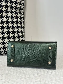 Lizard Leather Pine Green 20cm Gold Hardware Top Handle Tote Bag WLB012 image 6