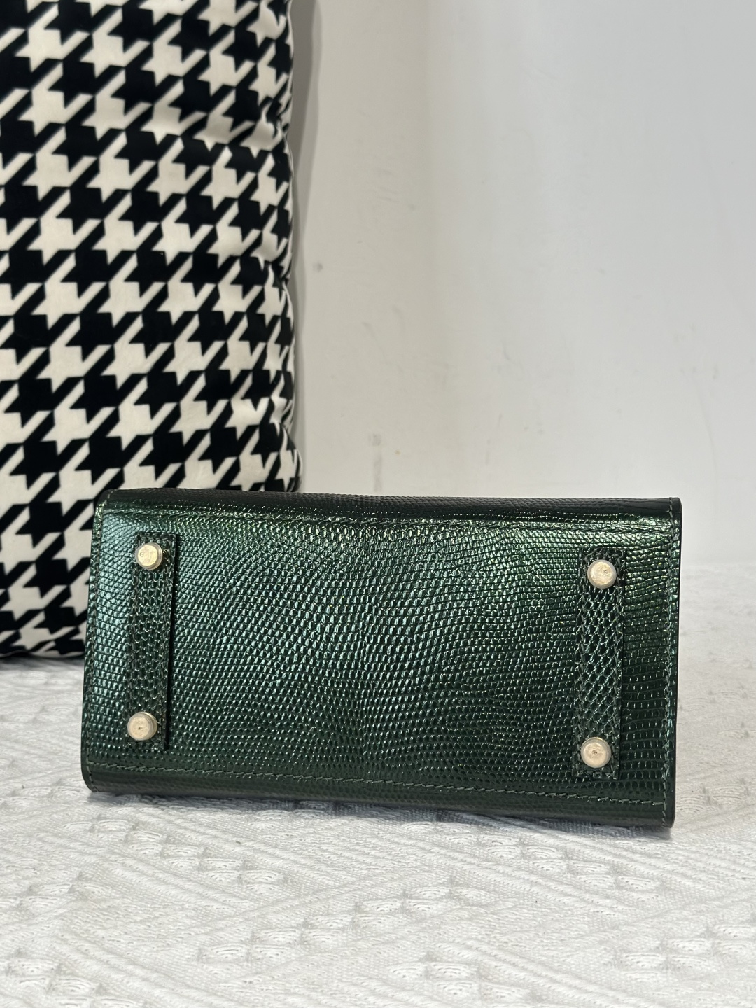 Lizard Leather Pine Green 20cm Gold Hardware Top Handle Tote Bag WLB012 photo 6