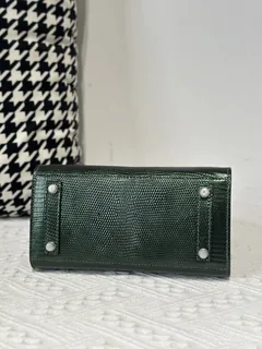 Lizard Leather Pine Green 20cm Silver Hardware Top Handle Tote Bag WLB013 image 6