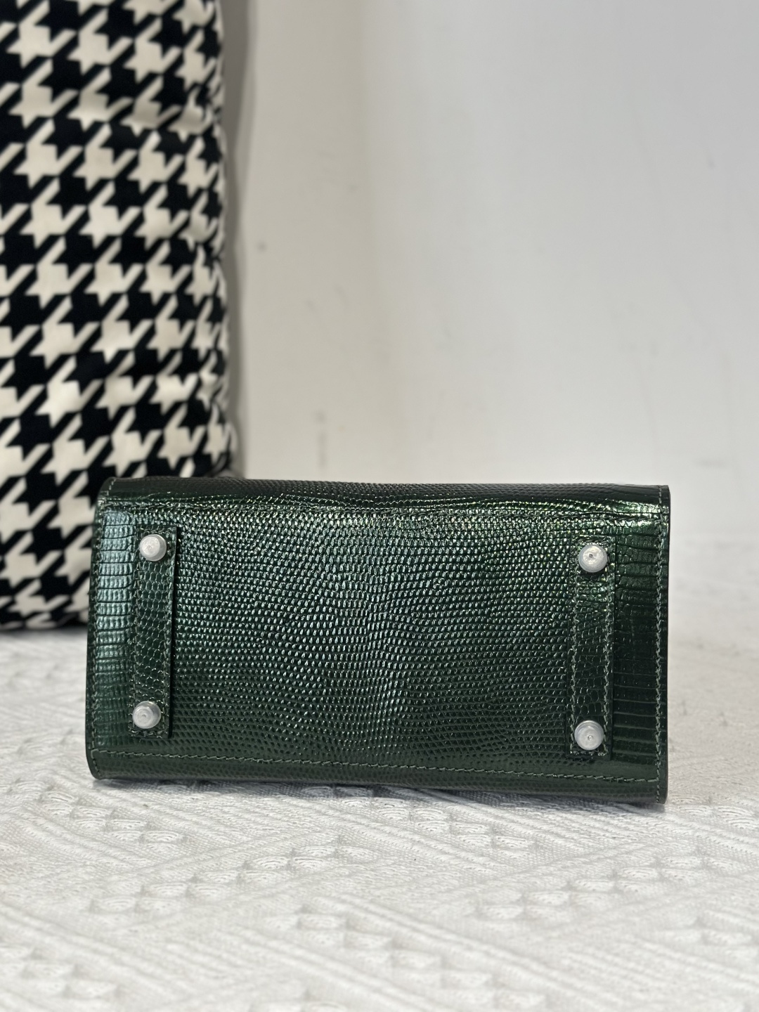 Lizard Leather Pine Green 20cm Silver Hardware Top Handle Tote Bag WLB013 image 6