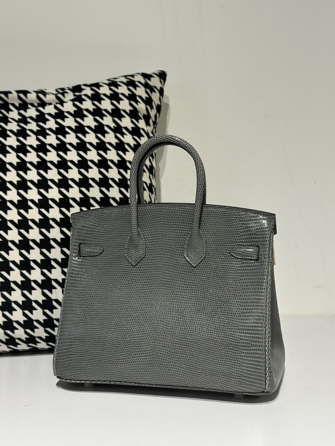 Lizard Leather Rope Gray 25cm Silver Hardware Top Handle Tote Bag WLB015 image 3