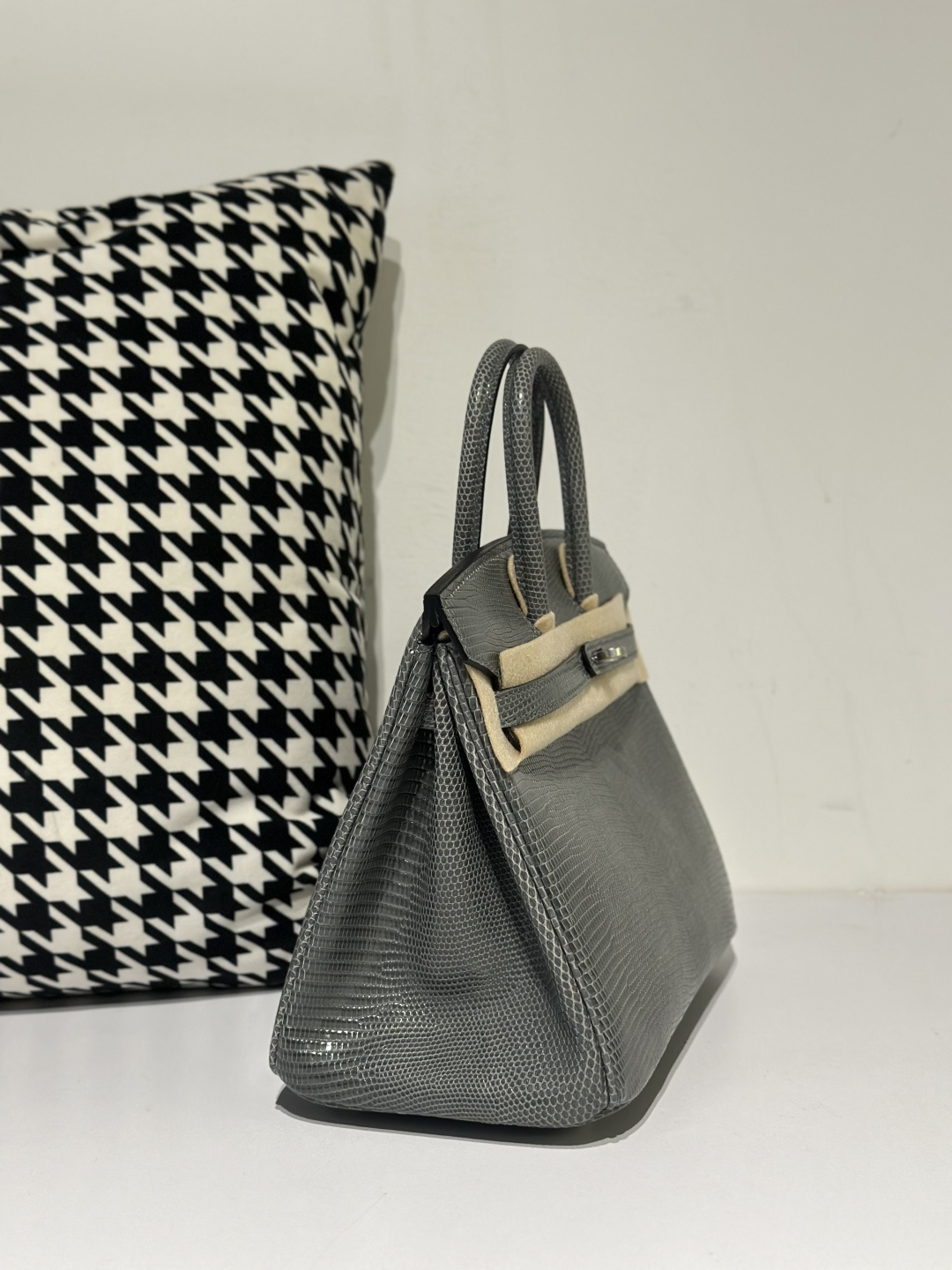 Lizard Leather Rope Gray 25cm Silver Hardware Top Handle Tote Bag WLB015 image 5