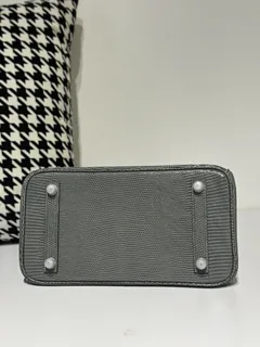Lizard Leather Rope Gray 25cm Silver Hardware Top Handle Tote Bag WLB015 image 6
