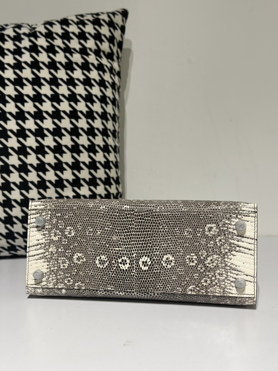Lizard Leather 28cm Natural Pattern Silver Hardware Top Handle Bag WLB017 image 6