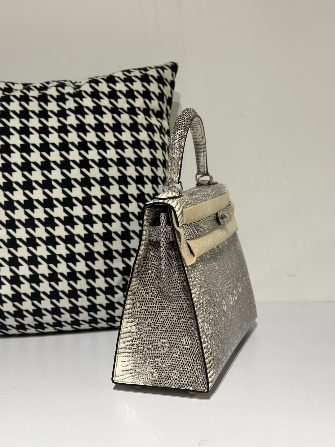 Lizard Leather 28cm Natural Pattern Silver Hardware Top Handle Bag WLB018 image 5