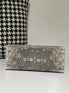 Lizard Leather 28cm Natural Pattern Silver Hardware Top Handle Bag WLB018 image 6