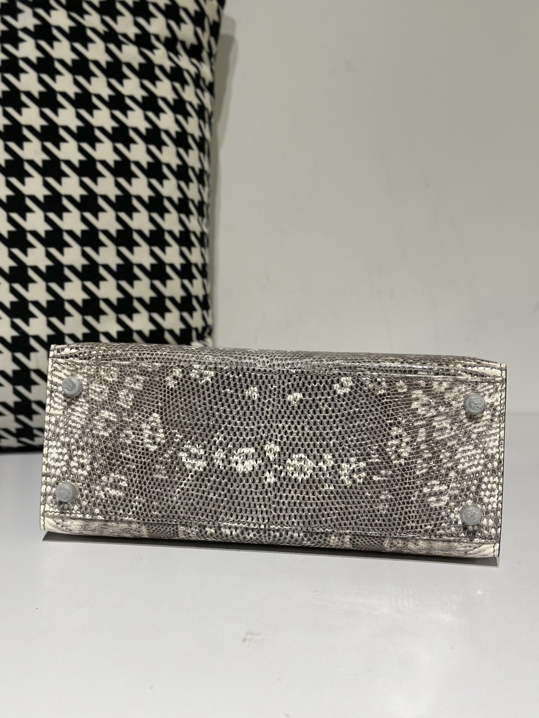 Lizard Leather 28cm Natural Pattern Silver Hardware Top Handle Bag WLB018 image 6