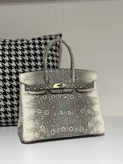 Lizard Leather 30cm Natural Pattern Silver Hardware Top Handle Tote Bag WLB019 image 2