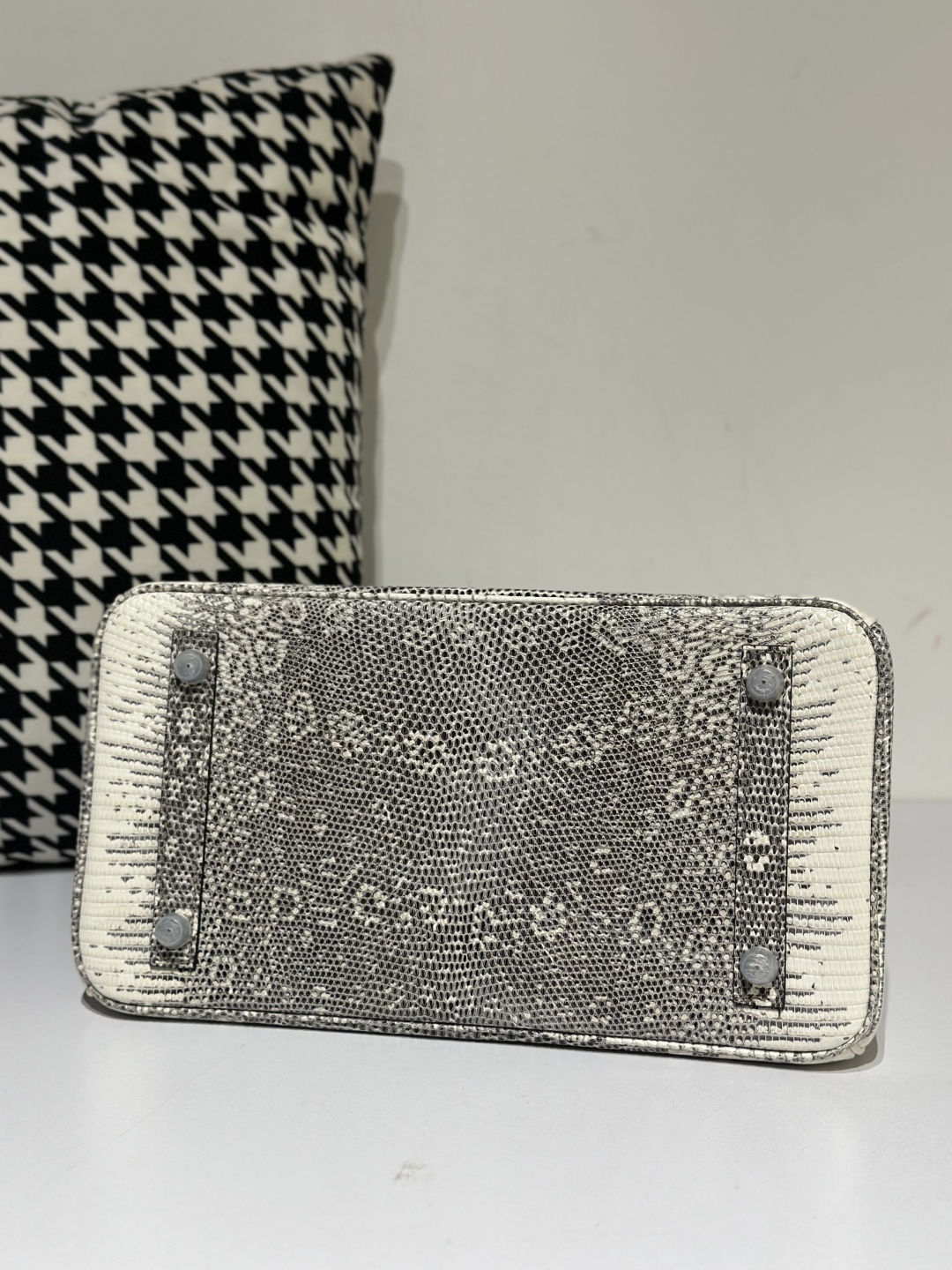 Lizard Leather 30cm Natural Pattern Silver Hardware Top Handle Tote Bag WLB019 photo 6